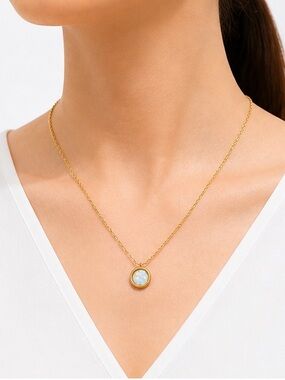 Dainty Gold Opal Necklace Minimal Everyday Pendant